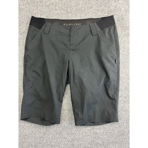 Flylow Shorts Mens Medium Black MTB Mountain Bike Stretch Chamois Snap Waist - Picture 1 of 7